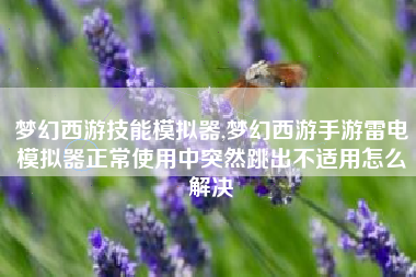 梦幻西游技能模拟器,梦幻西游手游雷电模拟器正常使用中突然跳出不适用怎么解决