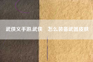 武侠义手游,武侠乂怎么装备武器皮肤