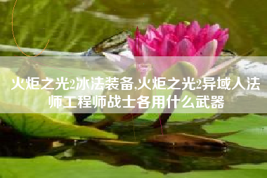 火炬之光2冰法装备,火炬之光2异域人法师工程师战士各用什么武器