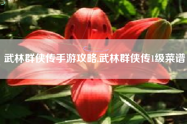 武林群侠传手游攻略,武林群侠传1级菜谱