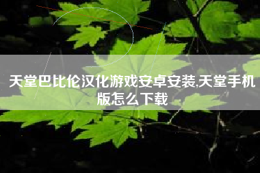天堂巴比伦汉化游戏安卓安装,天堂手机版怎么下载