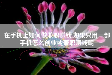 在手机上如何做兼职赚钱,如果只用一部手机怎么创业或兼职赚钱呢