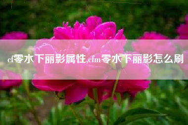 cf零水下丽影属性,cfm零水下丽影怎么刷