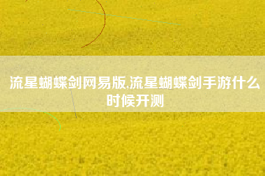 流星蝴蝶剑网易版,流星蝴蝶剑手游什么时候开测
