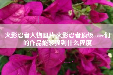 火影忍者人物图片,火影忍者顶级coser们的作品能够强到什么程度