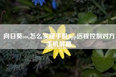 向日葵ios,怎么实现手机App远程控制对方手机屏幕