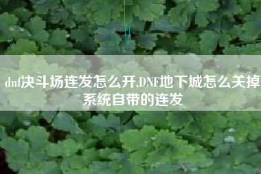 dnf决斗场连发怎么开,DNF地下城怎么关掉系统自带的连发