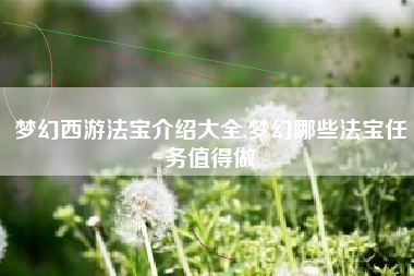 梦幻西游法宝介绍大全,梦幻哪些法宝任务值得做