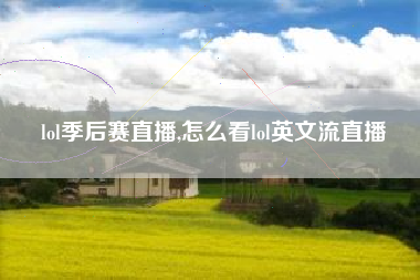 lol季后赛直播,怎么看lol英文流直播
