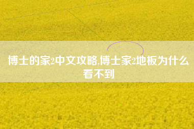 博士的家2中文攻略,博士家2地板为什么看不到