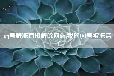 qq号解冻直接解除网站,我的QQ号被冻洁了
