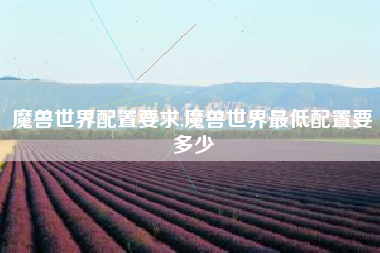 魔兽世界配置要求,魔兽世界最低配置要多少