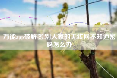 万能app破解器,别人家的无线网不知道密码怎么办