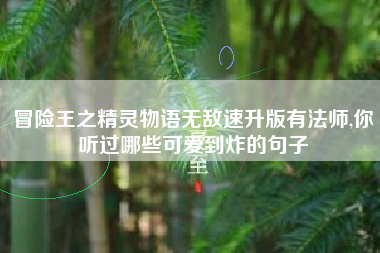冒险王之精灵物语无敌速升版有法师,你听过哪些可爱到炸的句子