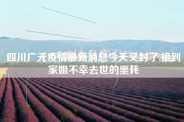 四川广元疫情最新消息今天又封了,接到家姐不幸去世的噩耗