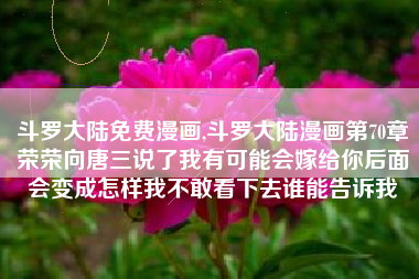 斗罗大陆免费漫画,斗罗大陆漫画第70章荣荣向唐三说了我有可能会嫁给你后面会变成怎样我不敢看下去谁能告诉我