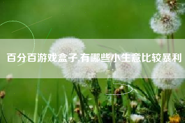 百分百游戏盒子,有哪些小生意比较暴利