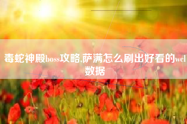 毒蛇神殿boss攻略,萨满怎么刷出好看的wcl数据