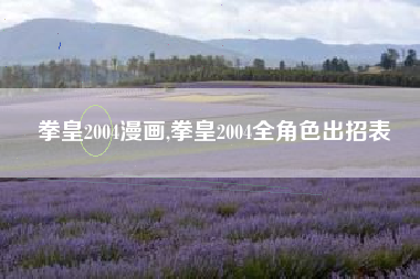 拳皇2004漫画,拳皇2004全角色出招表