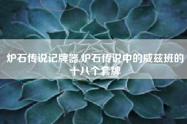 炉石传说记牌器,炉石传说中的威兹班的十八个套牌