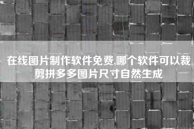 在线图片制作软件免费,哪个软件可以裁剪拼多多图片尺寸自然生成
