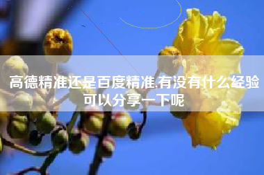 高德精准还是百度精准,有没有什么经验可以分享一下呢