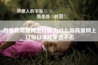 百度新商盟网上订烟,为什么新商盟网上订烟目录订单进不去