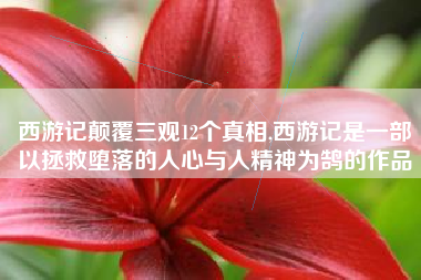 西游记颠覆三观12个真相,西游记是一部以拯救堕落的人心与人精神为鹄的作品