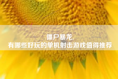 僵尸暴龙,
有哪些好玩的单机射击游戏值得推荐