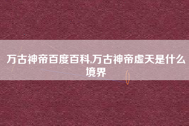 万古神帝百度百科,万古神帝虚天是什么境界
