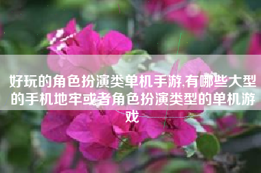 好玩的角色扮演类单机手游,有哪些大型的手机地牢或者角色扮演类型的单机游戏