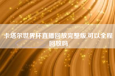 卡塔尔世界杯直播回放完整版,可以全程回放吗