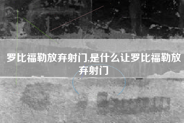罗比福勒放弃射门,是什么让罗比福勒放弃射门