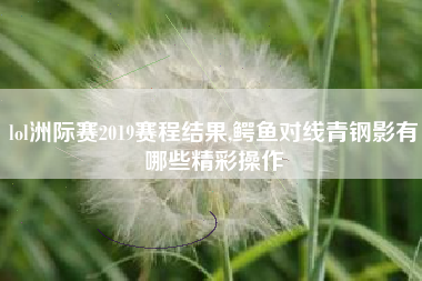 lol洲际赛2019赛程结果,鳄鱼对线青钢影有哪些精彩操作