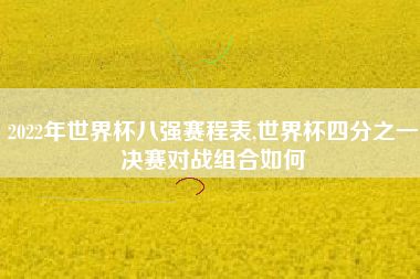 2022年世界杯八强赛程表,世界杯四分之一决赛对战组合如何