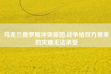 乌克兰俄罗斯冲突原因,战争给双方带来的灾难无法承受