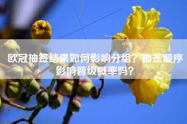欧冠抽签结果如何影响分组？抽签顺序影响晋级概率吗？