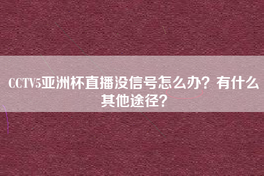 CCTV5亚洲杯直播没信号怎么办？有什么其他途径？