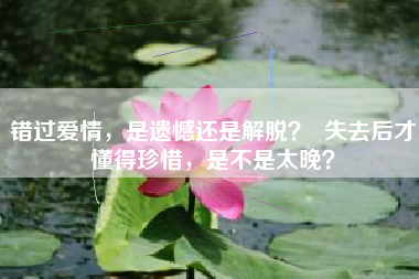 错过爱情，是遗憾还是解脱？  失去后才懂得珍惜，是不是太晚？