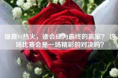 雄鹿VS热火，谁会成为最终的赢家？ 这场比赛会是一场精彩的对决吗？