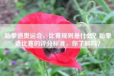 跆拳道奥运会，比赛规则是什么？跆拳道比赛的评分标准，你了解吗？