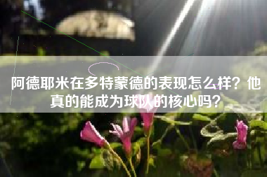 阿德耶米在多特蒙德的表现怎么样？他真的能成为球队的核心吗？