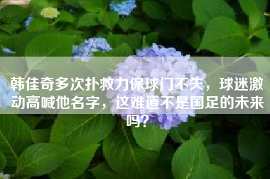 韩佳奇多次扑救力保球门不失，球迷激动高喊他名字，这难道不是国足的未来吗？