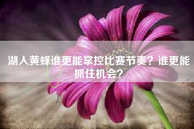 湖人黄蜂谁更能掌控比赛节奏？谁更能抓住机会？