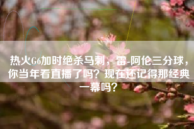 热火G6加时绝杀马刺，雷-阿伦三分球，你当年看直播了吗？现在还记得那经典一幕吗？