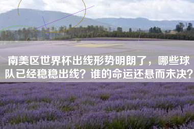 南美区世界杯出线形势明朗了，哪些球队已经稳稳出线？谁的命运还悬而未决？