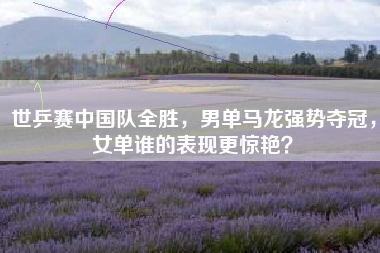 世乒赛中国队全胜，男单马龙强势夺冠，女单谁的表现更惊艳？